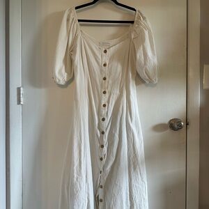 Urban Outfitters Cream Milkmaid Button Down Dress